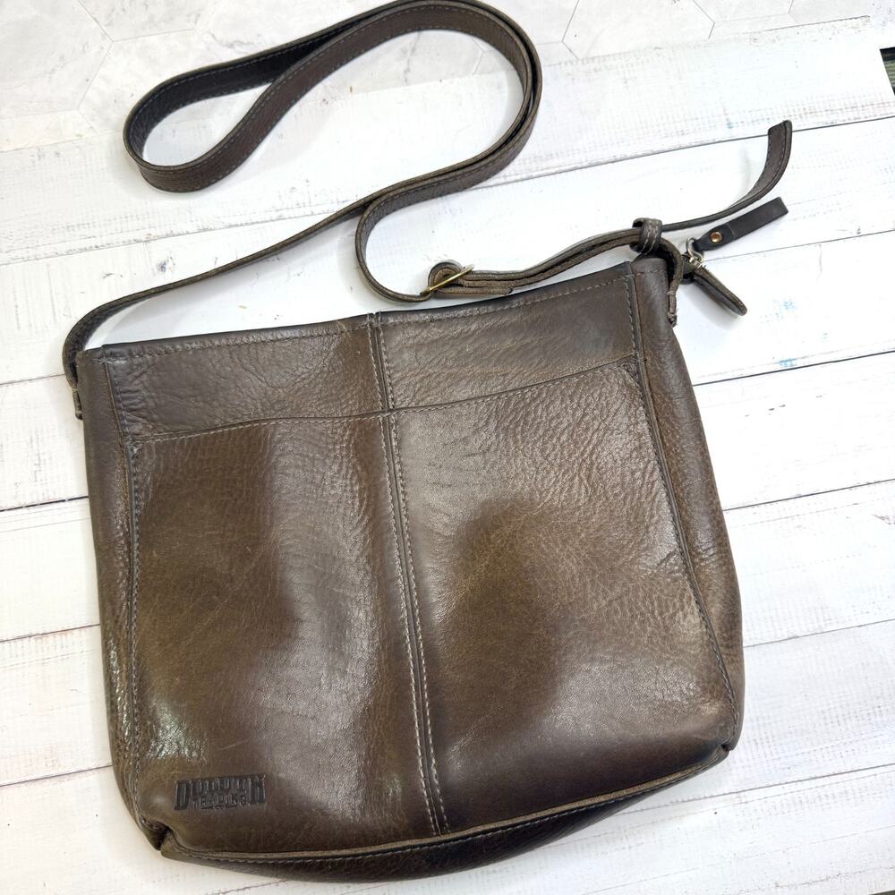 Duluth Trading Co Lifetime Leather Crossbody Bag Brown Full Grain Leather EUC